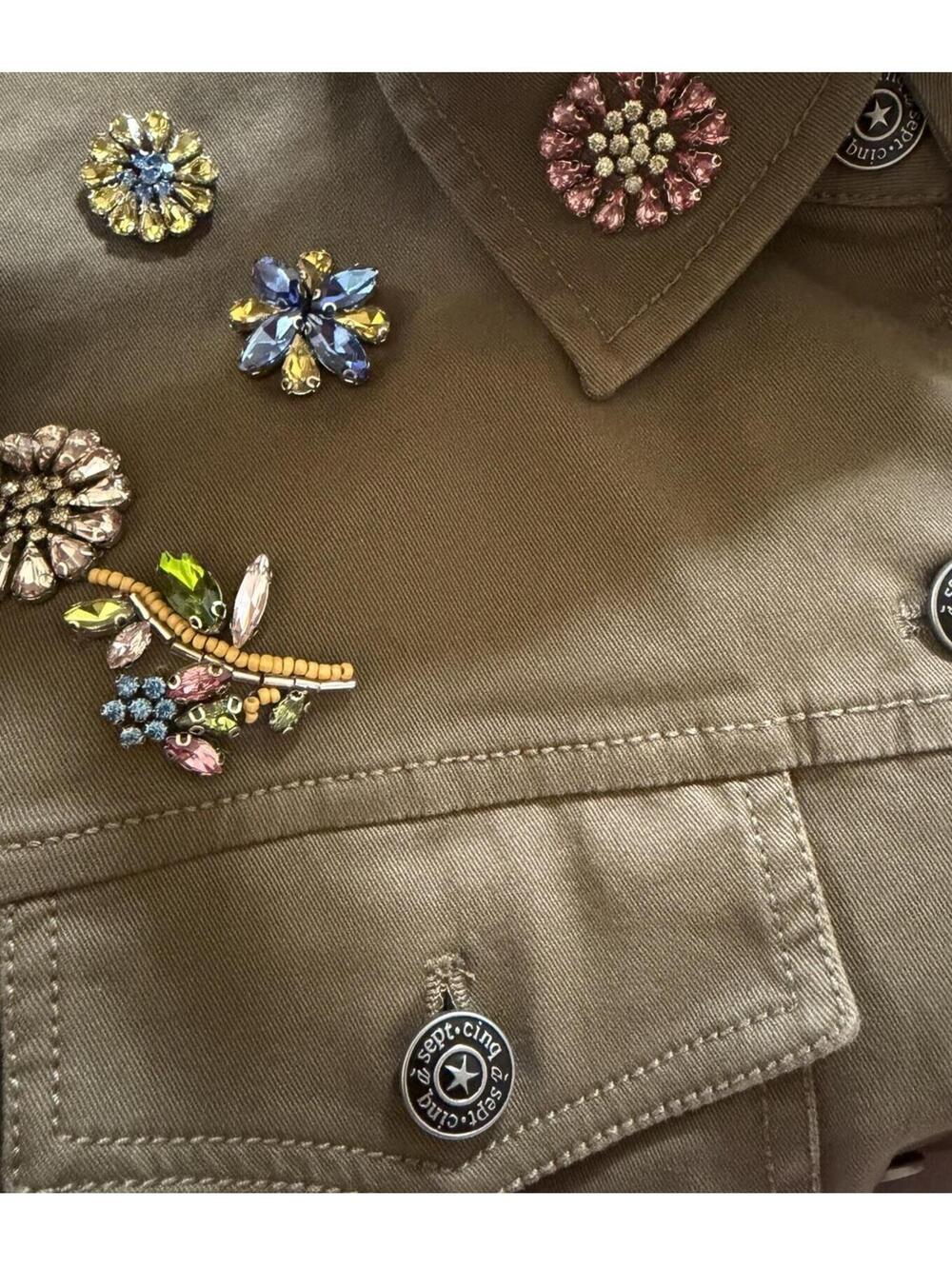 New Cinq à Sept RETRO LOVE PATCHES SCRUNCHED CANYON JACKET In Olive Sz L $595 - Picture 9 of 14